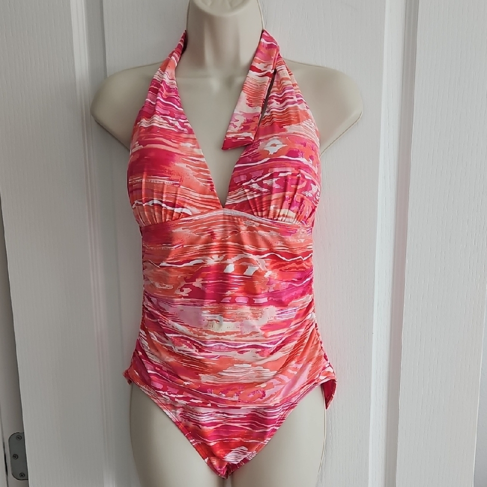 Lauren Ralph Lauren Pink and White Swimwear Size 10